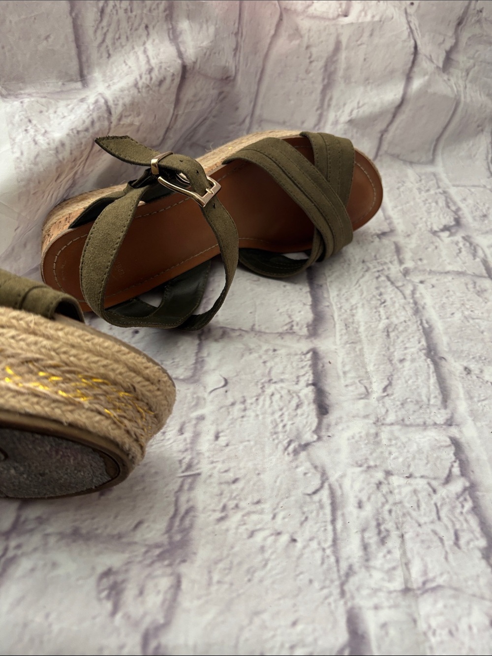 Women’s Olive Green Espadrille Platform Sandals - Picture 6 of 7